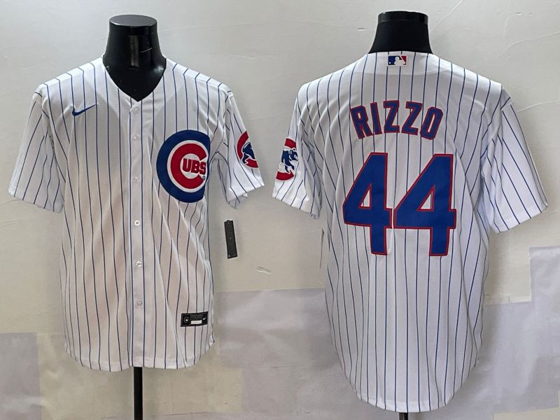 Men Chicago Cubs #44 Rizzo White Stripe Game 2025 Nike MLB Jersey style 7->baltimore orioles->MLB Jersey
